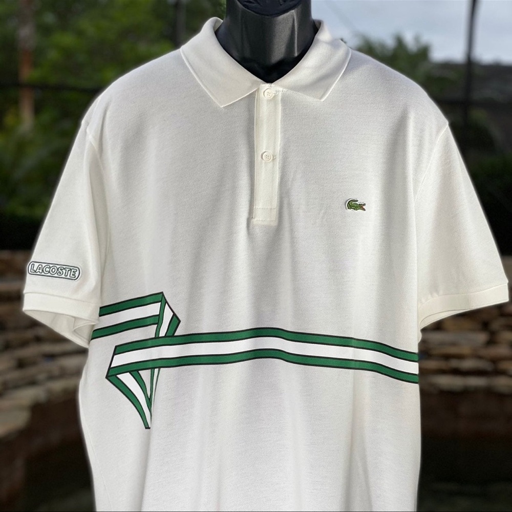 LACOSTE STRIPE PRINT‎ COTTON POLO SHIRT